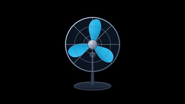 Electric desk fans rotating on transparent background
