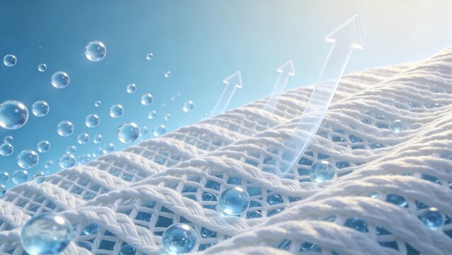 Breathable wavy 3D mesh fabric lets water vapor escape for long-lasting fresh dry comfort