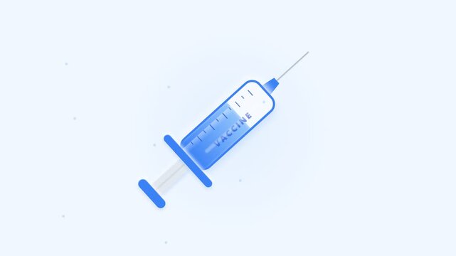 Medical syringe icon with vaccine liquid for healthcare and immunization programs design element.