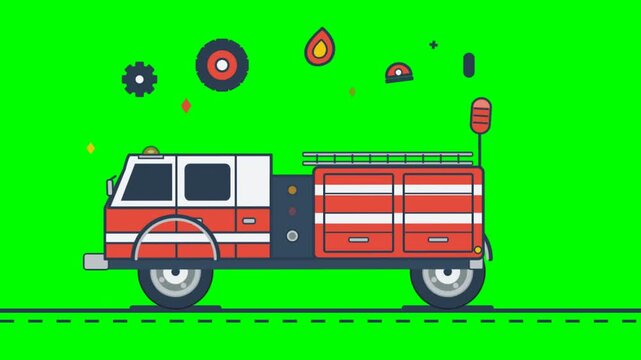 Fire Brigade Responding to a Burning Car Emergency Incident