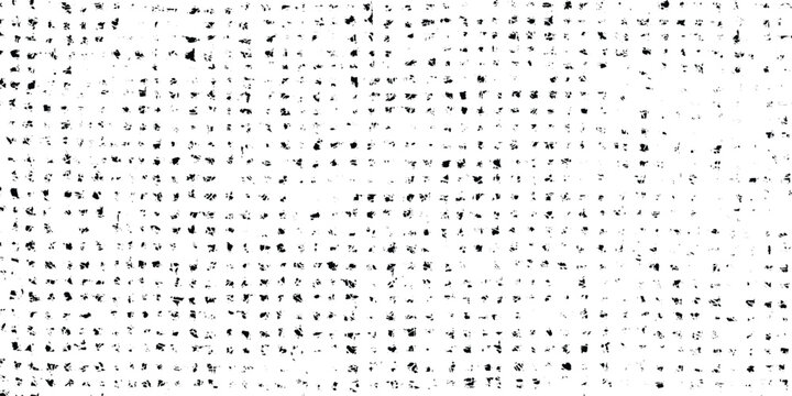 Distressed grid pattern with black ink splatters and grunge texture on white background