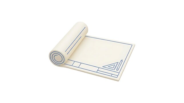 Architectural blueprint roll on a clean white background.