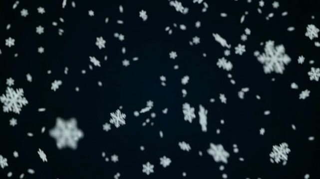 Falling snowflakes against a dark background, winter holiday background