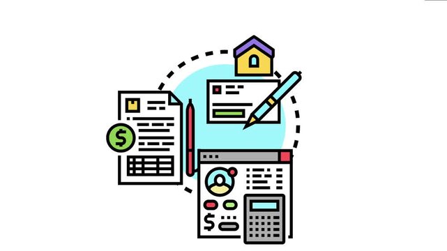 Maintaining accounting proof of payment records. Managing personal finance with a calculator. Documents. And an online account