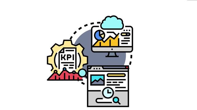 Digital dashboard data analysis, key performance indicators, and cloud computing for comparing and evaluating business efficiency and strategy