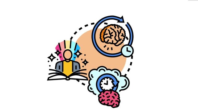 Human brain engaging in cognitive processes, recalling memories, and developing knowledge through continuous learning, symbolizing mental growth and intellectual accumulation