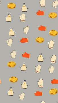 Kitchen Utensils and Potatoes Seamless Pattern