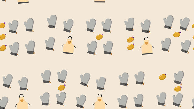 Kitchen Utensils and Produce Pattern