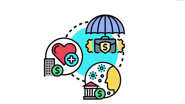 Medical insurance network concept illustrates health coverage, offering financial security and connecting patients with healthcare providers, clinics, and hospitals