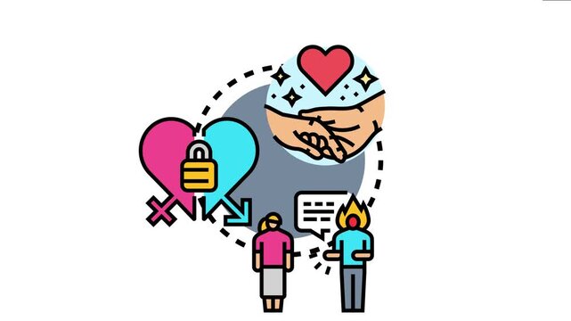 Mediation and reconciliation concept depicting two people communicating to resolve conflict, rebuild relationships, and foster understanding, leading to agreement and harmony