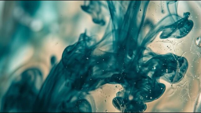 Advanced textile dye chemistry is represented by a slow diffusion of translucent deep-cyan pigment
