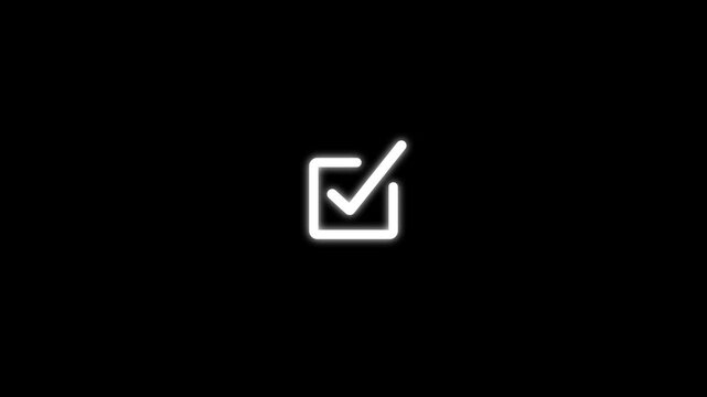 Animated check mark icon. right check mark icon on a black background.