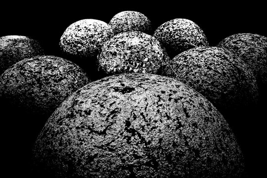 stone spheres in the garden