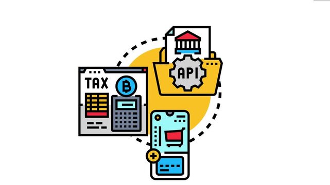 National treasury platform concept financial management, with an api connecting government institutions, tax calculations, cryptocurrency payments, and mobile commerce transactions