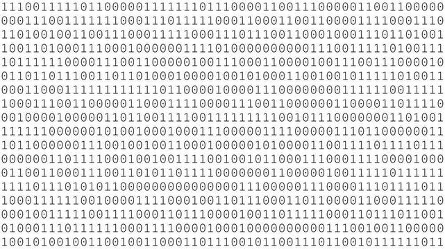 Binary Code on Black Digital Background. Rows of ones and zeros symbolizing coding and information processing.
