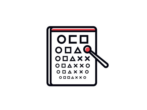 Vector Illustration of eye test chart with geometric shapes for vision examination and medical clinic diagnostic
