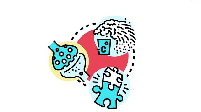 Abstract visualizing complex research concepts. Including brain activity. Neurotransmission. And problem solving