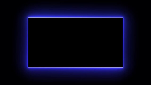 Looping animation of a glowing neon rectangle frame with electric flickering effects. Glowing Neon Rectangle Frame Animation.
