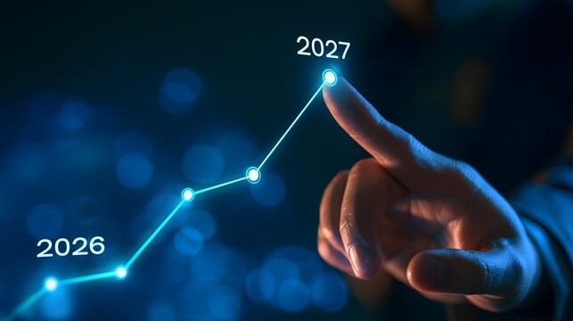 Corporate strategy and futuristic profit growth concept targeting year 2027