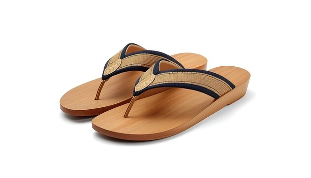 Japanese Geta Wooden Sandals with Fabric Straps Isolated on White Background, Traditional Footwear Representing Japanese Culture, Heritage, Craftsmanship and Classic Asian Style