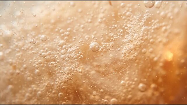 Food biotechnology fermentation cultures appear as a soft, pale apricot suspension filled