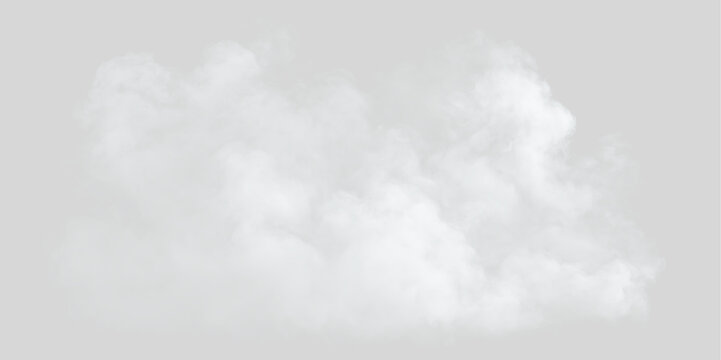 Horizontal white cloud or fog trail on transparent background. Soft wispy smoke and vapor overlay. Graphic design element