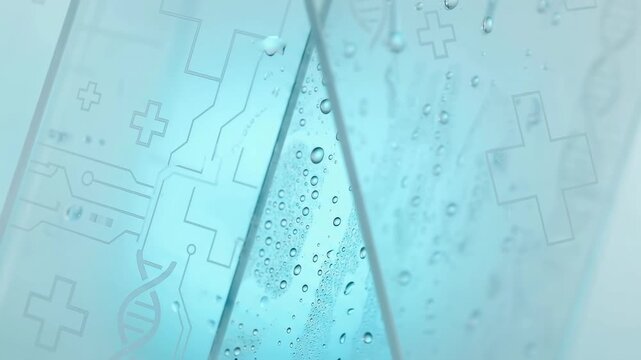 Frosted medical glass panels, MedTech background formed from translucent borosilicate planes