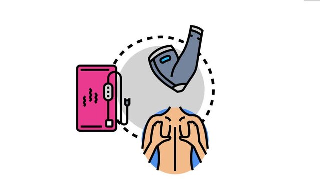 Muscle recovery therapy applying innovative medical equipment for rehabilitation, physical treatment, and pain relief after intense sport activity or injury
