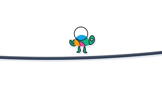 1080p 10s Seamless Loop Creative Minimalist Flat 2D Chameleon Morphing Color Palette Concept Pure White Background