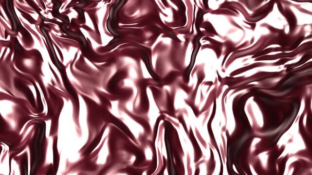 Liquid burgundy metal abstract background, metallic glossy fluid wave motion graphics, luxury red chrome silk texture video
