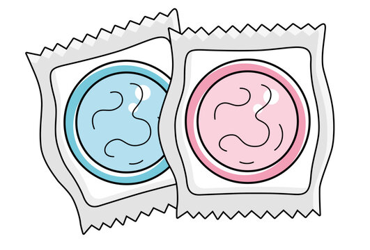 Condoms vector illustration, colorful foil packages, safe sex and contraception concepts