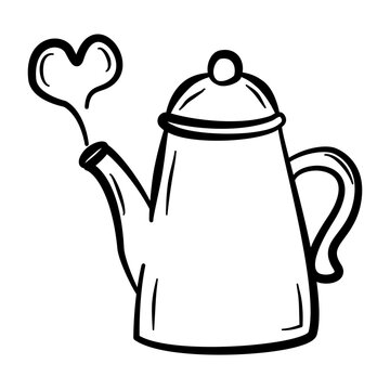 Gooseneck kettle teapot line art vector illustration isolated