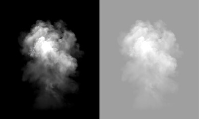 Burst of white smoke isolated on transparent and black background. Cloud of dense steam and vapor explosion effect © Тетяна Миргородська