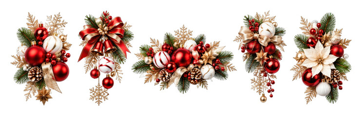 Fototapeta premium PNG Festive Christmas floral ornaments arrangement