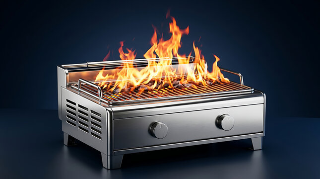 Professional Stainless Steel Gas Grill Featuring High Intensity Open Flames for Outdoor Cooking
