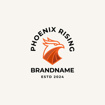 A sophisticated logo for 'Phoenix Rising' brand, showcasing a stylized phoenix emblem, embodying concepts of rebirth, strength, and innovation, perfect for modern businesses.