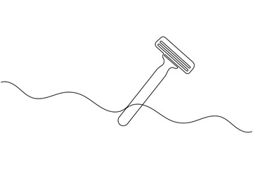 Obraz premium Shaving razor continuous one line drawing minimalist grooming tool outline vector illustration