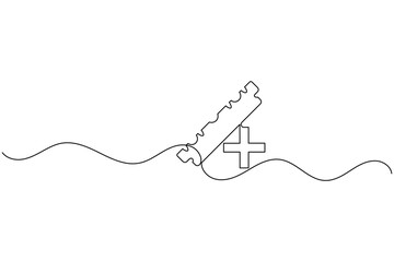 Obraz premium Razor blade with cross continuous one line drawing minimalist medical concept outline vector illustration