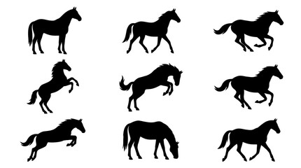 Obraz premium Horse Silhouettes Set - Vector Animal Illustrations