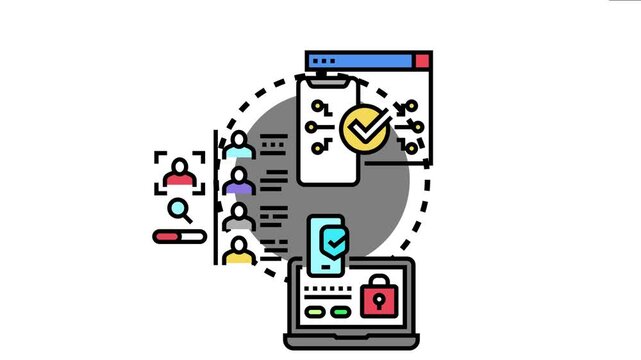 Data security concept multi factor authentication, verifying user identity, providing secure access to online systems, and protecting digital assets across various devices