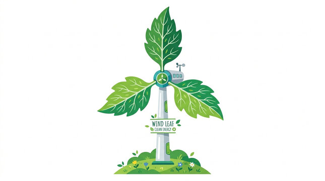 Sustainable Wind Leaf Generator Illustration for Renewable Clean Energy and Eco Friendly Environmental Concepts