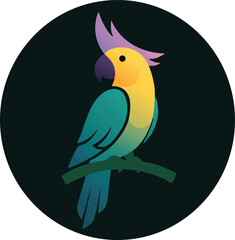 Fototapeta premium Crested Parrot Vector Illustration for Logo Branding, Wall Art, Apparel, Packaging, Stickers and Decorative Design.