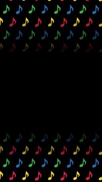 カラフルな八分音符のダイナミックなループアニメーション背景