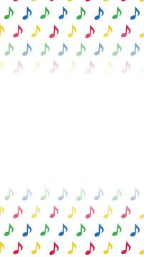 カラフルな八分音符のダイナミックなループアニメーション背景