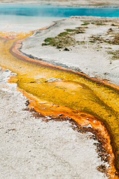 Colorful geothermal runoff at Yellowstone National Park