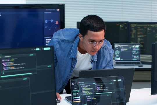 Programmer Developing Digital Software with Code and AI Technology