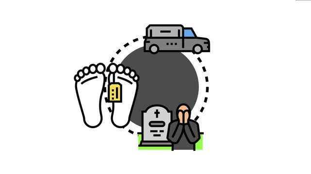 Hearse vehicle delivering a deceased person's body for burial, symbolizing funeral services, mourning, and loss for grieving people at a grave