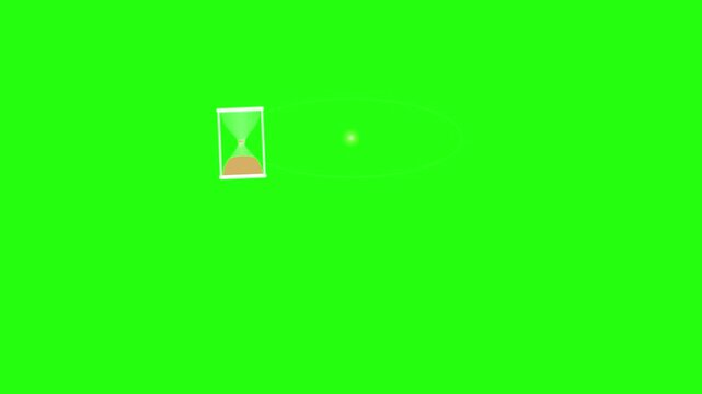 A small hourglass measuring the passage of time rests on a vibrant chroma key surface while shifting sand grains represent the inevitable flow of moments occurring within a busy life cycle today