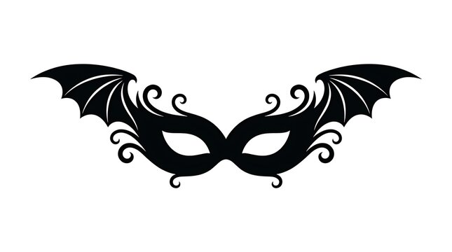 Black ornate bat wing masquerade mask vector illustration