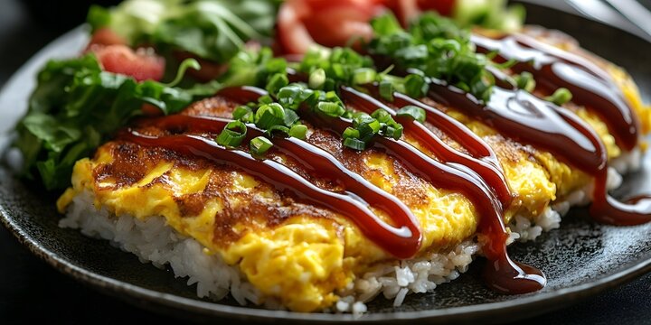 Delicious omurice with fluffy omelette.